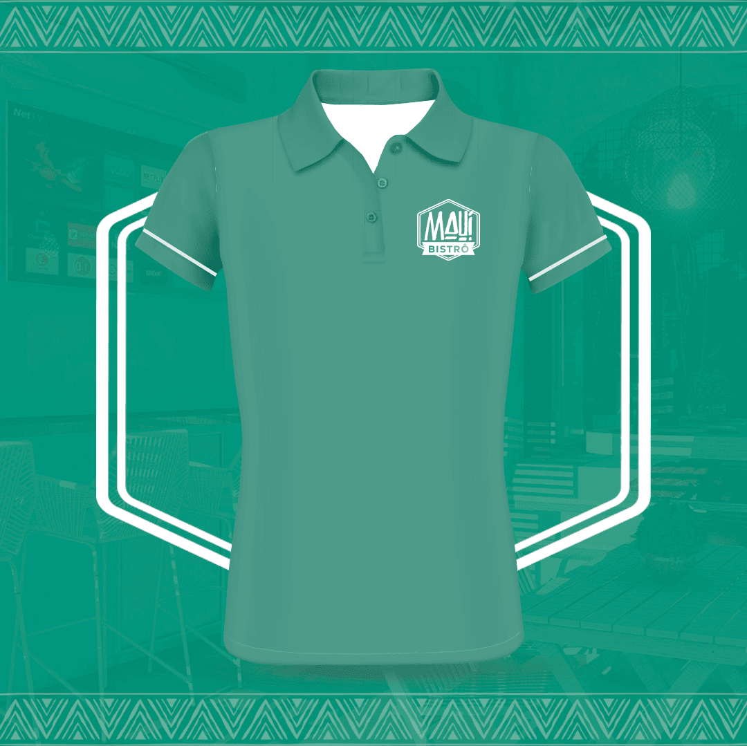 Uniforme polo verde maré Mauí Bistrô
